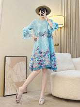Luxe Plissé Floral Ruffle Dress